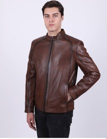 Resim New Zaya Leather Erkek Açık Kahverengi Hakiki Deri Ceket-Altın (466895350) Altın 