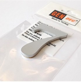 Resim Gendec Kapı Numarası 8Cm No:7 Metalik Gri Kendinden Yapışkanlı Nu 