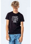 Resim Pubg Straight Outta Ruins Baskılı Unisex Çocuk Siyah Tshirt 