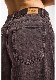 Resim Itsbasic Kadın Taşlanmış Kahve Renk 4w5-16 Palazzo Fit %100 Koton İç Boy 80cm Denim Jean 