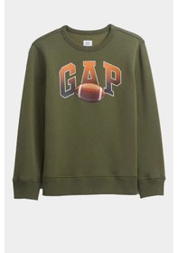 Resim Gap V-fa Logo Çocuk Sweatshirt Haki 