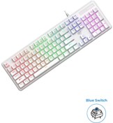 Resim Havit Gamenote KB870L RGB Backlit Gaming Mekanik Klavye Blue Switch - Beyaz mhmt 1053513 