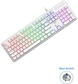 Resim Havit Gamenote KB870L RGB Backlit Gaming Mekanik Klavye Blue Switch - Beyaz mhmt 1053513 