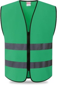 Resim jbox Reflektifli Yüksek Görünümlü Çok Amaçlı Kumaş Yelek Fermuarlı Yeşil 