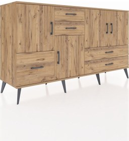Resim Hyperion Konsol 4 Raflı 5 Çekmeceli 4 Kapaklı 176x44x99 Çam-çam Atlas Çam - Atlas Çam 
