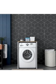 Resim Rani Mobilya Rani Kd103 Çamaşır - Kurutma Makinesi Dolabı Kapaksız Beyaz - Sepet Ceviz 