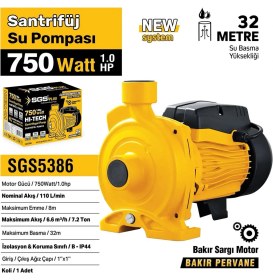 Resim Sgs Plus SGS5386 Santrifüj Su Pompası 750 Watt 1.0 Hp Su Çekme Dinamosu Bakır Sargı 