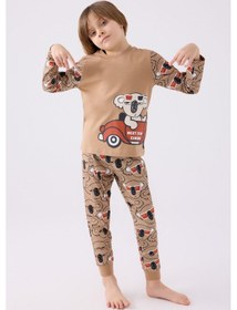 Resim Rolypoly Erkek Çocuk Kahverengi Pijama Takımı 5274-45638 Kahverengi 