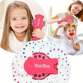 Resim Kızlar İçin Saç Takı Seti - Prenses Makyaj Oyuncakları, Kristal Taşlı Saç Süsleme Makinesi ve DIY Sticker'larla Bebekler İçin Hediye 