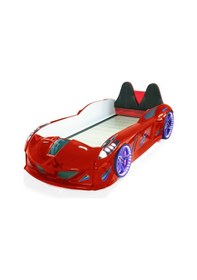 Resim Arabalı Yatak , Kırmızı Jaguar Bazalı Arabalı Yatak,Full Ledli Kırmızı 