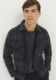Resim Jack & Jones Ekose Desenli Gömlek Ceket - Roy 12241533 Dark Grey Melange Antrasit - Koyu Gri 