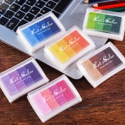 Resim 1 Kutu 4 Renkli Şeker Renk Gradyan Su Mürekkebi Sünger Mürekkep Ped Taşınabilir Küçük Kutu Sünger Mürekkep Ped Graffiti Boyama El Defteri Günlük Damga Parmak Boyama Sanat Yaratımı için Uygun 