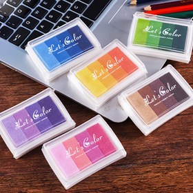 Resim 1 Kutu 4 Renkli Şeker Renk Gradyan Su Mürekkebi Sünger Mürekkep Ped Taşınabilir Küçük Kutu Sünger Mürekkep Ped Graffiti Boyama El Defteri Günlük Damga Parmak Boyama Sanat Yaratımı için Uygun 