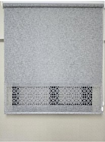 Resim Bbb Keten Kumaşlı Lazer Kesim Tül Stor Perde Mlt1004 Antrasit 