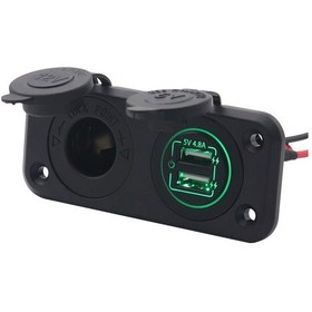 Resim Aubyhe Araç Usb Şarj Paneli 5v 4.8a 2.4a+2.4a Dokunmatik Anahtar Yeşil Işık Ve Sigara Çakmak Soketi 1m Kablolu 12-24v 