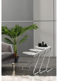 Resim Faymend Bumerang 3lü Set Sehpa 'mat Beyaz' Beyaz 