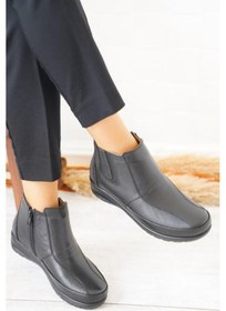 Resim Castle Black 42759 Hakiki Deri Ortopedik Taban Anne Bot Siyah 