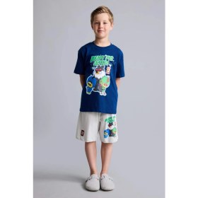 Resim DeFacto Süper 1 Takım Lisanslı Regular Fit Elastik Bel 2'li Lacivert Pijama Takımı Erkek Çocuk H7975A826HS 