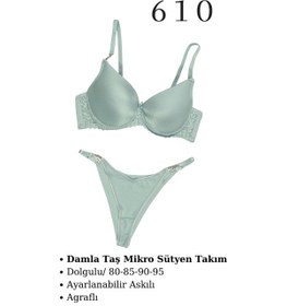Resim Tılsım Lingerie Murays Kadın 3 Lü Damla Taş Mikro Sütyen Takım Yeşil/beyaz/kırmızı 