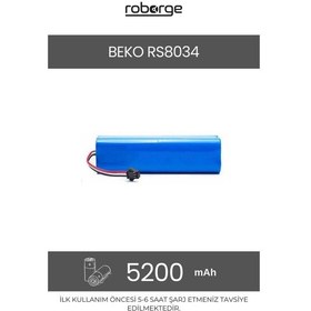 Resim Roborge Beko Rs8034 Robot Süpürge Uyumlu Batarya 5200 Mah - Muadil Ürün 