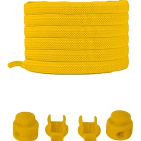 Resim Heel'sUp Hardal Yassı Akıllı Kilitli Elastik Ayakkabı Bağcık / Elastic Shoelace Mustard Flat 