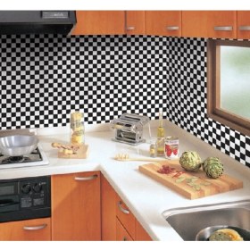 Resim MozaiKristaL Mutfak, Banyo, Havuz, Sauna, Spa ve Tüm Yüzeyler Için 25X25 mm Beyaz, Siyah Damalı Cam Mozaik. 