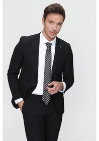 Resim Morven Basic Düz Slim Fit Dar Kesim 6 Drop Erkek Takım Elbise - Siyah 99MC001003001 Siyah 