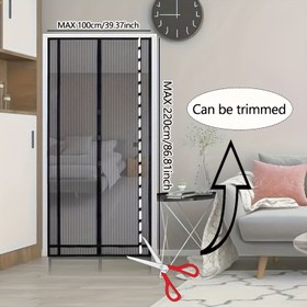 Resim Yaz için kolay kurulum manyetik ağ kapı perdesi 1 adet - böcek geçirmez, klasik tarz, ihtiyaç göre kesilebilir, yatak odası, oturma odası, ön kapı ve gardırop kapısı için uygun 