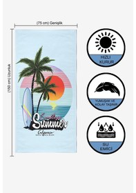 Resim ENDLESS SUMMER Dijital Baskılı 75x150 Cm Plaj Havlusu Açık Mavi 