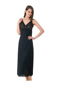Resim Arias Closet Polyamid Kumaşlı Dantelli Geniş Askılı Diz Altı Kombinezon Ten 