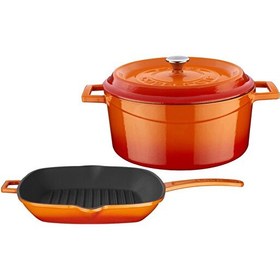 Resim Lava Döküm Trendy 4 Parça Turuncu Tencere Tava Seti LV PY TSC 2426 K2 SET O 