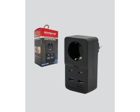 Resim Akıllı Akım Dengelemeli Priz 2500W 4 USB Type C Çıkışlı Midastech 