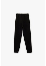Resim Koton Kız Çocuk Şardonlu Beli Lastikli Baskılı Basic Jogger Eşofman Altı SiYAH 