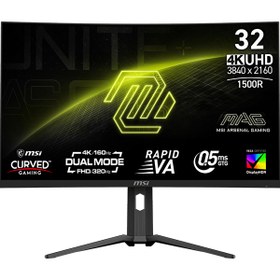 Resim MAG 321CUPDF 31.5" 160Hz 0.5Ms HDMI+DP+USB-C HDR UHD FreeSync VA Curved Vesa Monitör 