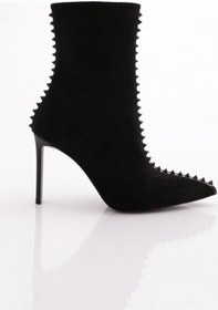 Resim Dgn 5228 Kadin Önü Diken Taşli Topuklu Bot 5228-1748-R1680 Siyah Süet 