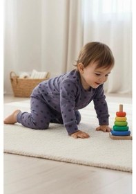 Resim Breeze Kız Bebek Pijama Takımı Omuzdan Patlı Puantiye Desenli 4 Ay-1 Yaş, Lila Lila 