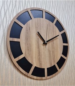 Resim Ekoratif Duvar Saati Ahşap Akar Saniye Sessiz Mekanizma Bej - Siyah 