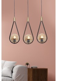 Resim Luzarana Siena 3 Lü Sarı-Eskitme Metal Gövde Bal Rengi Camlı Tasarım... Çok Renkli 