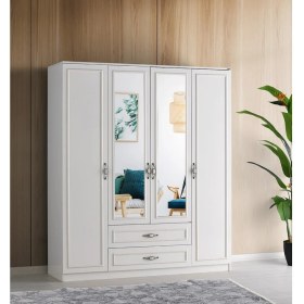 Resim Sivas Gözde Mobilya Gediz 4 Kapılı 2 Çekmeceli Gardrop Elbise Dolabı 180X57X210CM 