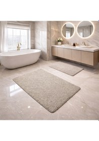 Resim Queen Yüksek Emici Kaymaz Tabanlı 2'li Banyo Paspası Seti Bej 
