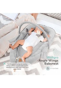 Resim Melek Kanatlı Babynest Bebek Yatağı-gri, İlk Yatağım, Oyuncak Barlı Bebek Yuvası 