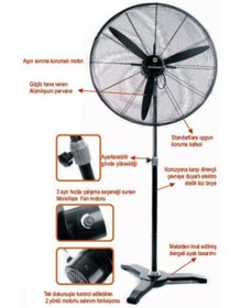 Resim Dündar SV 75 (30") 75 cm 210 watt 17400 m3/h 1300DD 220/230 V Monofaze Ayaklı Sanayi Tipi Vantilatör 