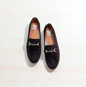 Resim Ne&ve Shoes Kahve Süet Hakiki Deri Gold Zincir Aksesuarlı Kadın Loafer Ayakkabı Kahverengi 