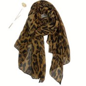 Resim Kadınlar için Yeni Şık Leopar Desenli Günlük Hafif Yumuşak Bali İpliği Baskılı Uzun Eşarp, Sonbahar ve Kış Hediyeleri için Mükemmel. 