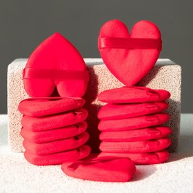 Resim 10 Adet Kalp Şeklinde Kadife Toz Süngerleri Kurdele Saplı, Islak ve Kuru Kullanım İçin Yumuşak Peluş Makyaj Süngeri, Yüz ve Vücut için Yeniden Kullanılabilir Güzellik Araçları, Tüm Açık Bej Tiplerine Uygun - Pembe, Yüz ve Vücut Bakımı | Nazik Uygulama | Kadife Dokusu, Yüz İçin Makyaj Süngerleri 