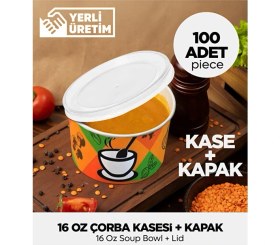 Resim 16 Oz Çorba Kasesi Kapak - 100 Adet 