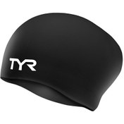 Resim Tyr Yetişkin Uzun Saç Silikon Yüzücü Bonesi Siyah 