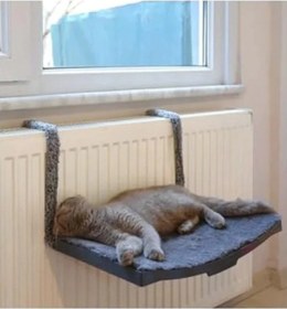 Resim Antrasit Renk Vantuzlu Kalorifer Kedi Yatağı Açik Mavi 