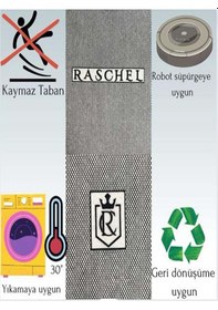 Resim Raschel Carpet Siyah Lüks Raschel Taban Yıkanabilir Kaymaz Taban Yuvarlak Peluş Halı Yolluk Siyah 