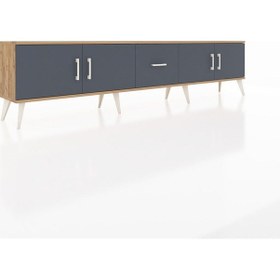 Resim Arges Tv Ünitesi 2 Raflı Tek Çekmeceli 4 Kapaklı 220x30x51 Çam-antrasit Antrasit - Atlas Çam 